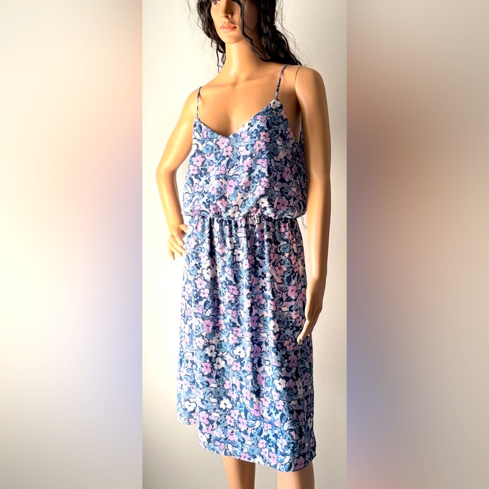 Socialite Blue Floral Spaghetti-Strap Mini Dress